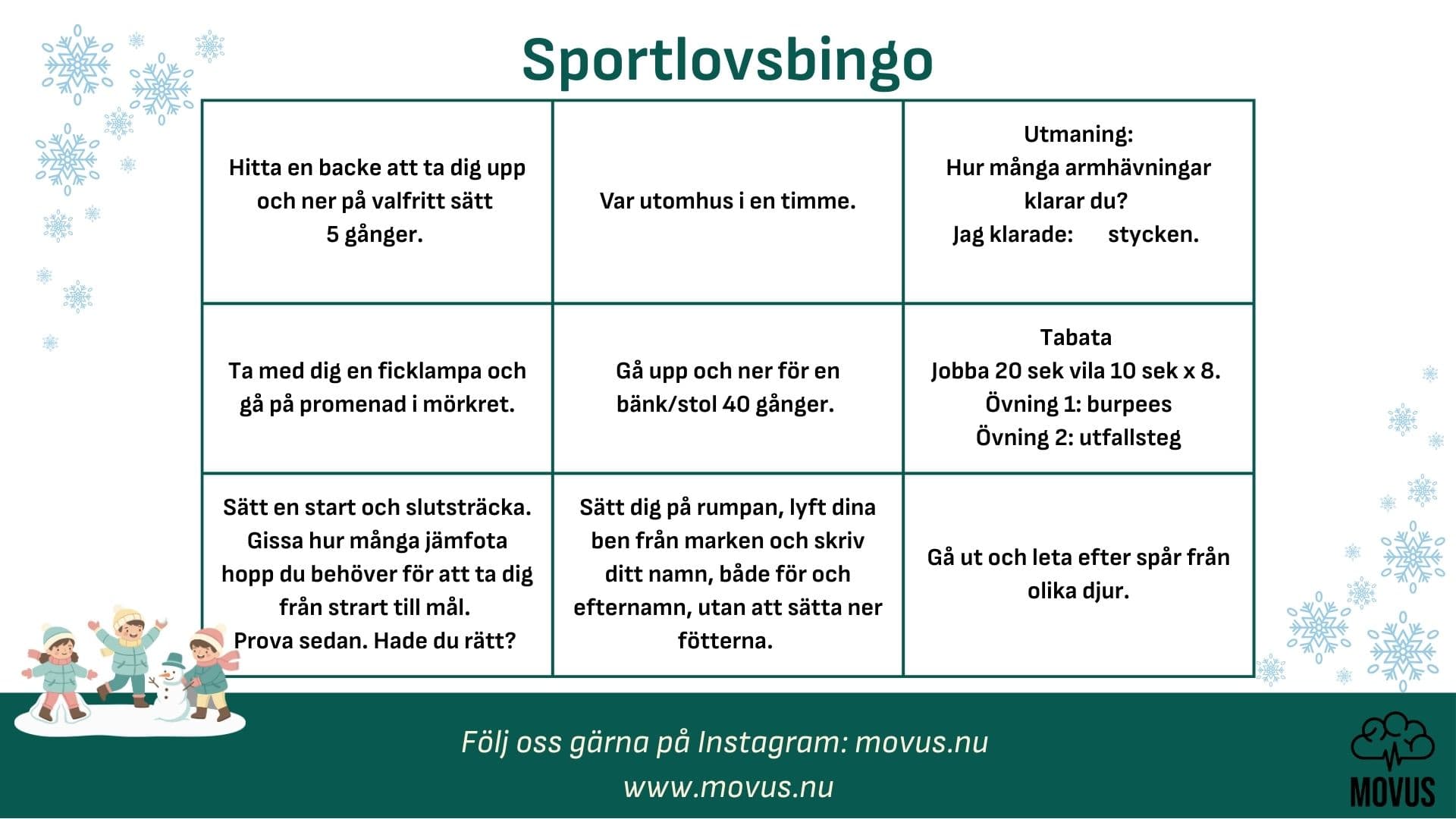 Sportlovsbingo